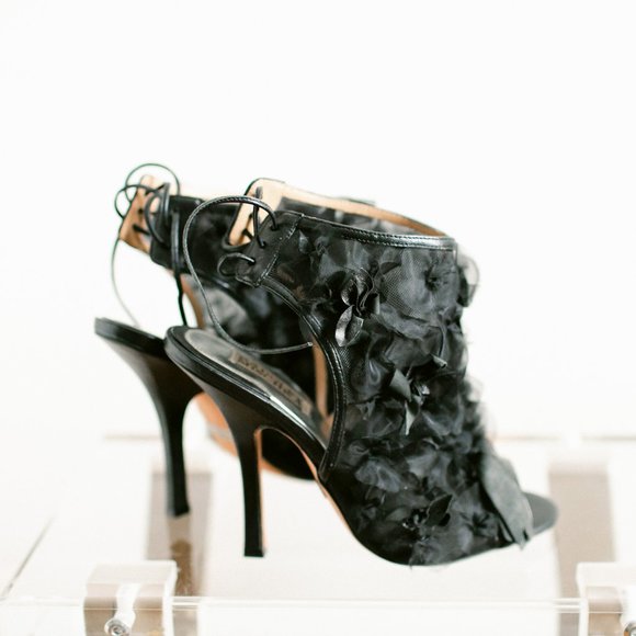 Badgley Mischka Desire Open-Toe Bootie 7 Black - Picture 12 of 14